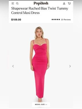 Popilush Hot Pink Ruched Sweetheart Maxi Dress